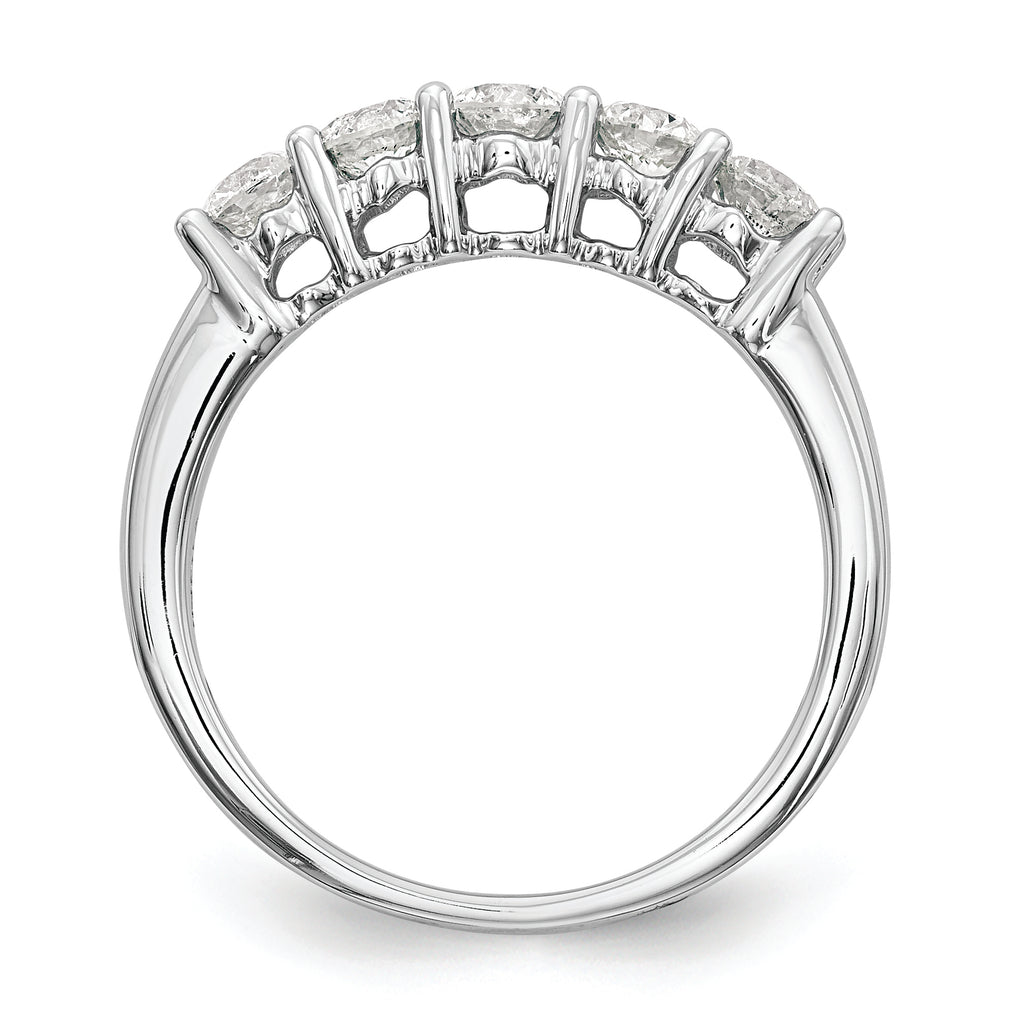 14K White Gold 5-Stone 7/8 carat Diamond Complete Wedding Band