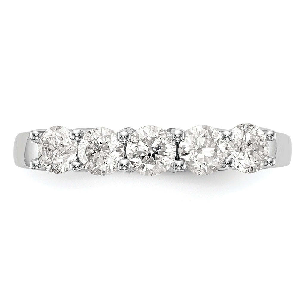 14K White Gold 5-Stone 7/8 carat Diamond Complete Wedding Band