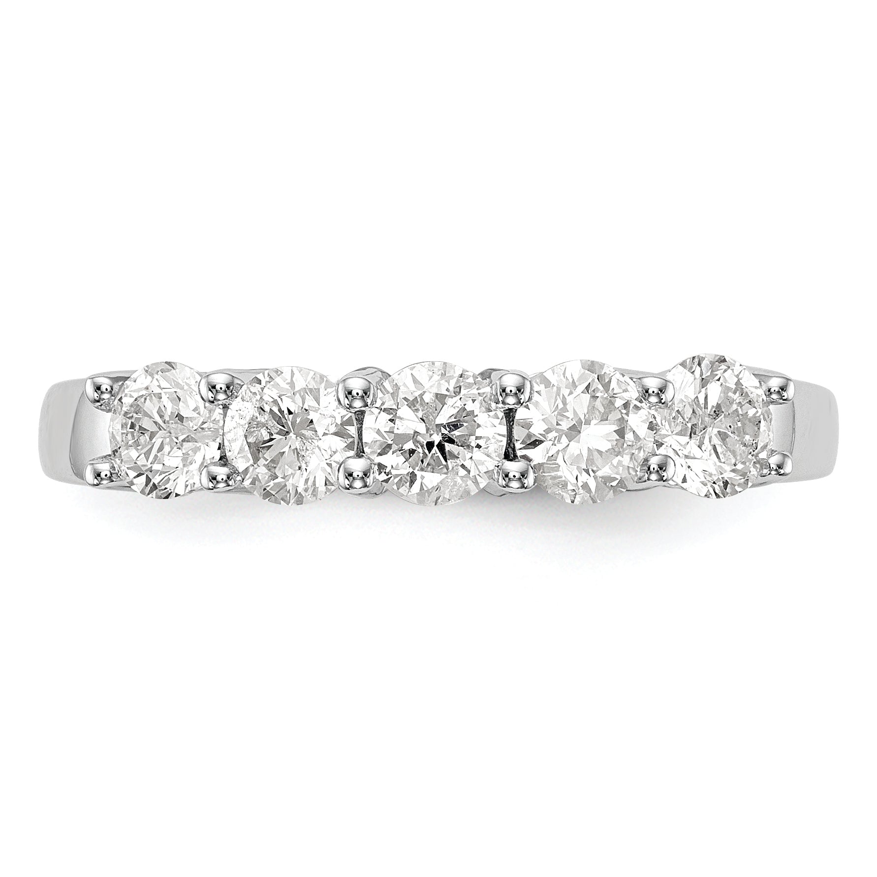 14K White Gold 5-Stone 7/8 carat Diamond Complete Wedding Band