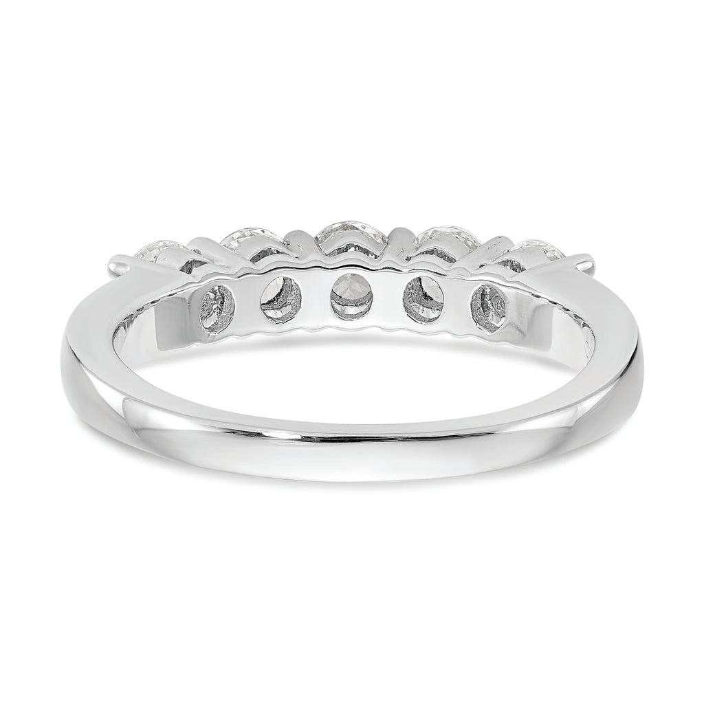 14K White Gold 5-Stone 7/8 carat Diamond Complete Wedding Band
