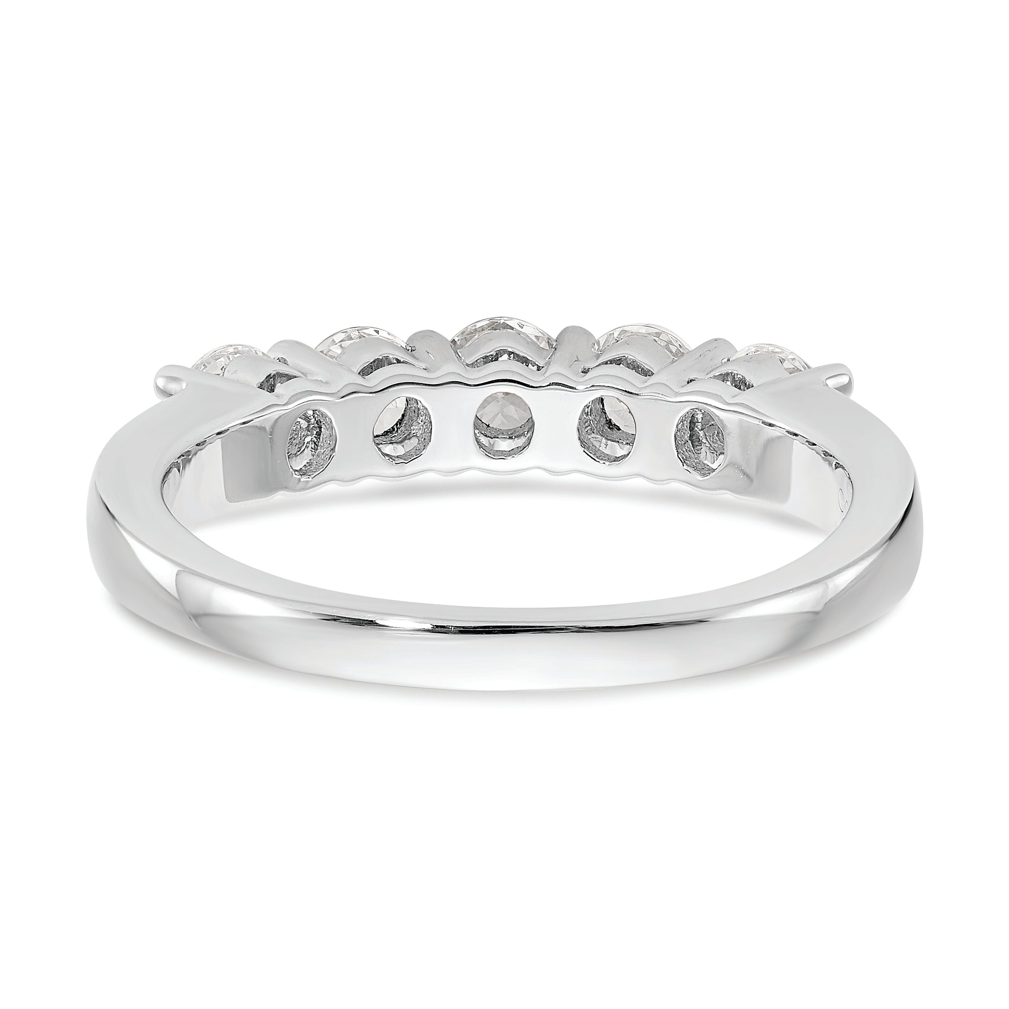 14K White Gold 5-Stone 7/8 carat Diamond Complete Wedding Band