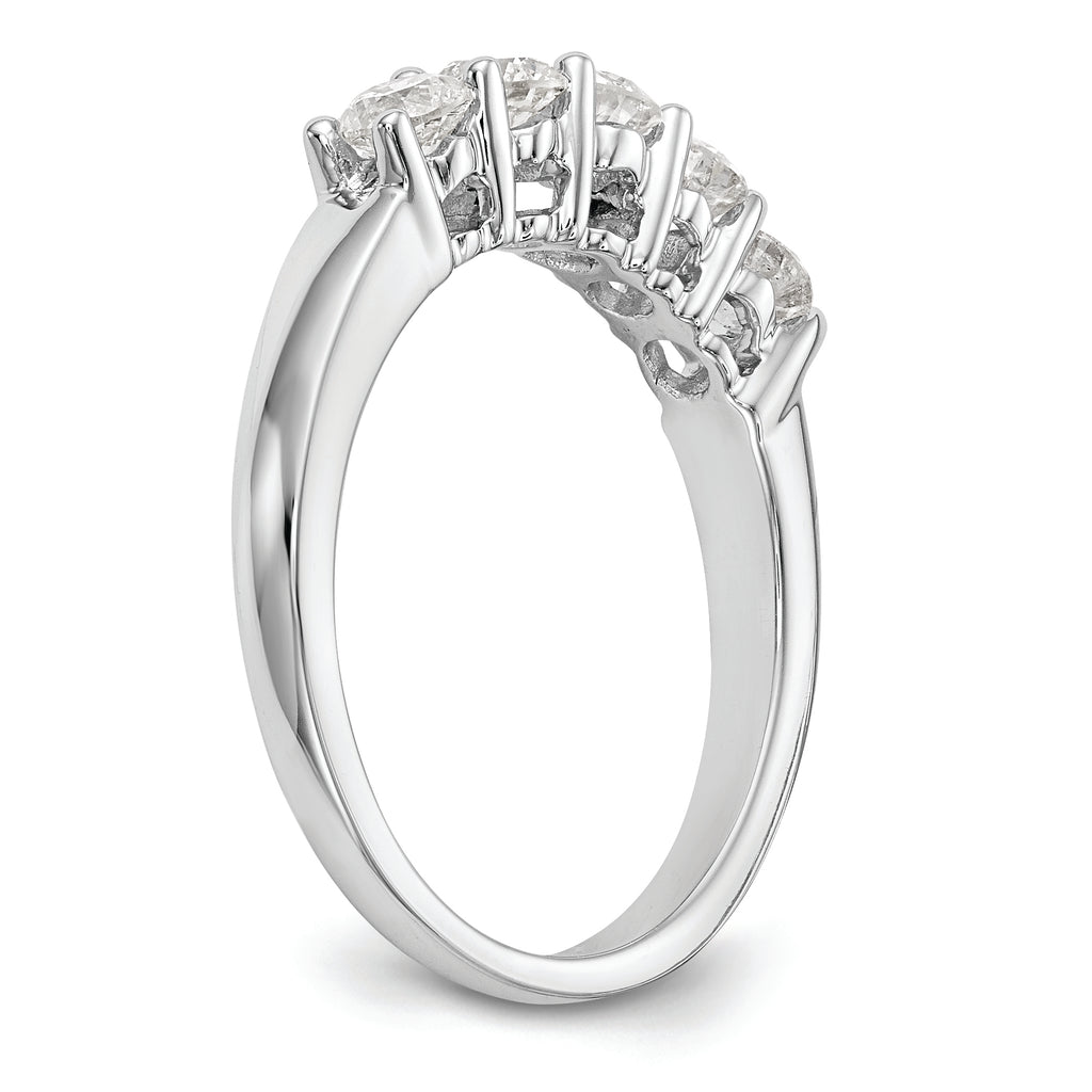 14K White Gold 5-Stone 7/8 carat Diamond Complete Wedding Band
