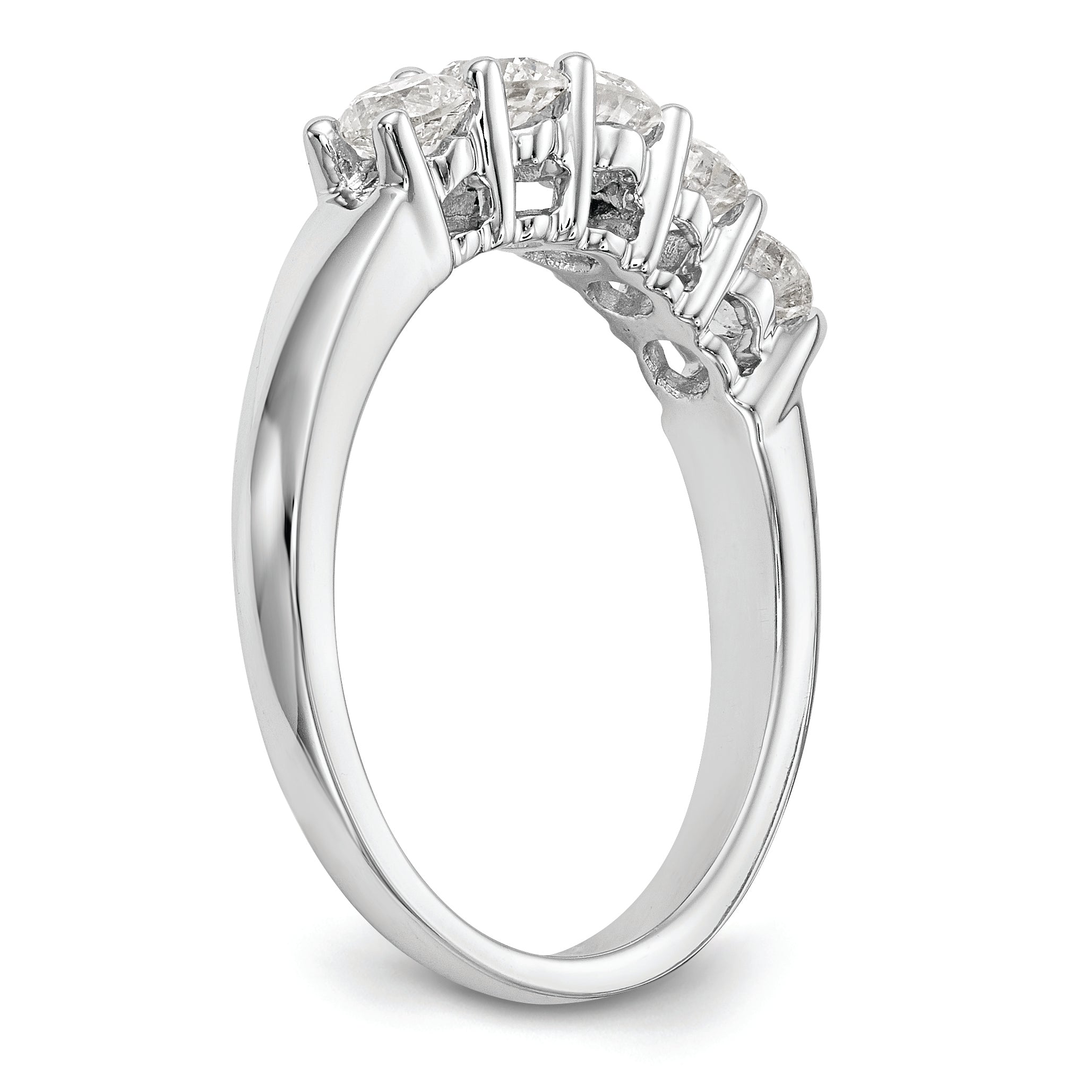 14K White Gold 5-Stone 7/8 carat Diamond Complete Wedding Band
