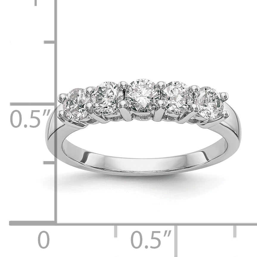 14K White Gold 5-Stone 7/8 carat Diamond Complete Wedding Band