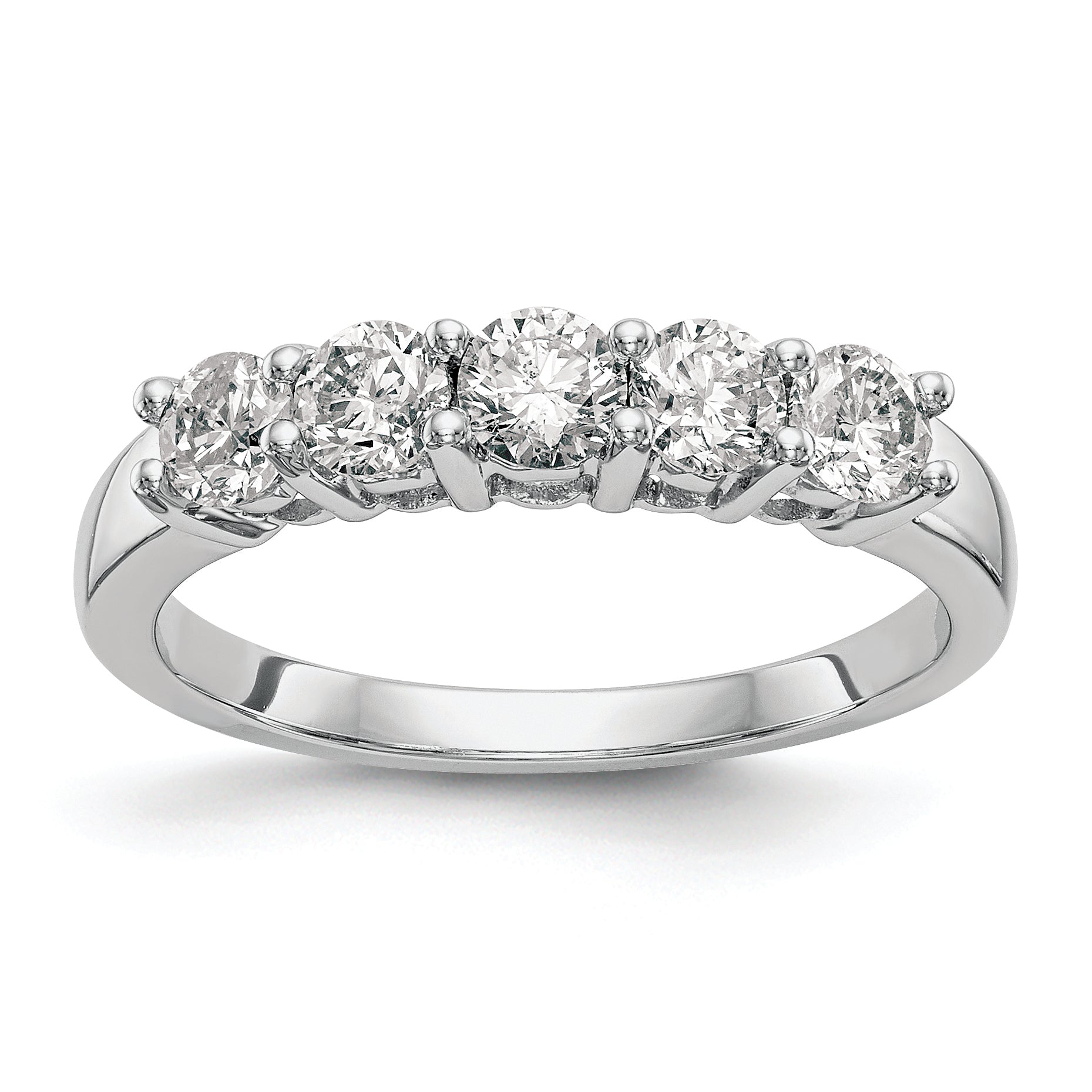 14K White Gold 5-Stone 7/8 carat Diamond Complete Wedding Band Main image