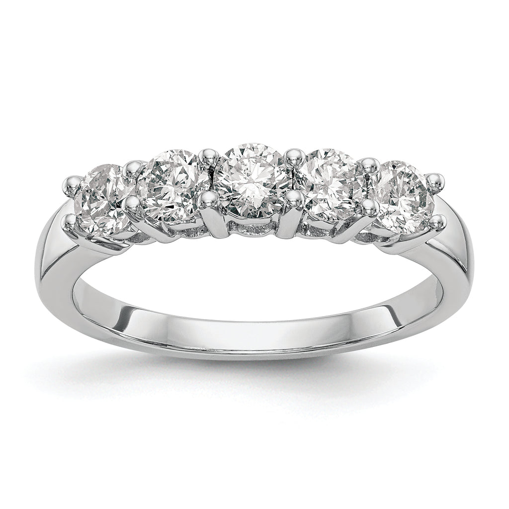 14K White Gold 5-Stone 7/8 carat Diamond Complete Wedding Band