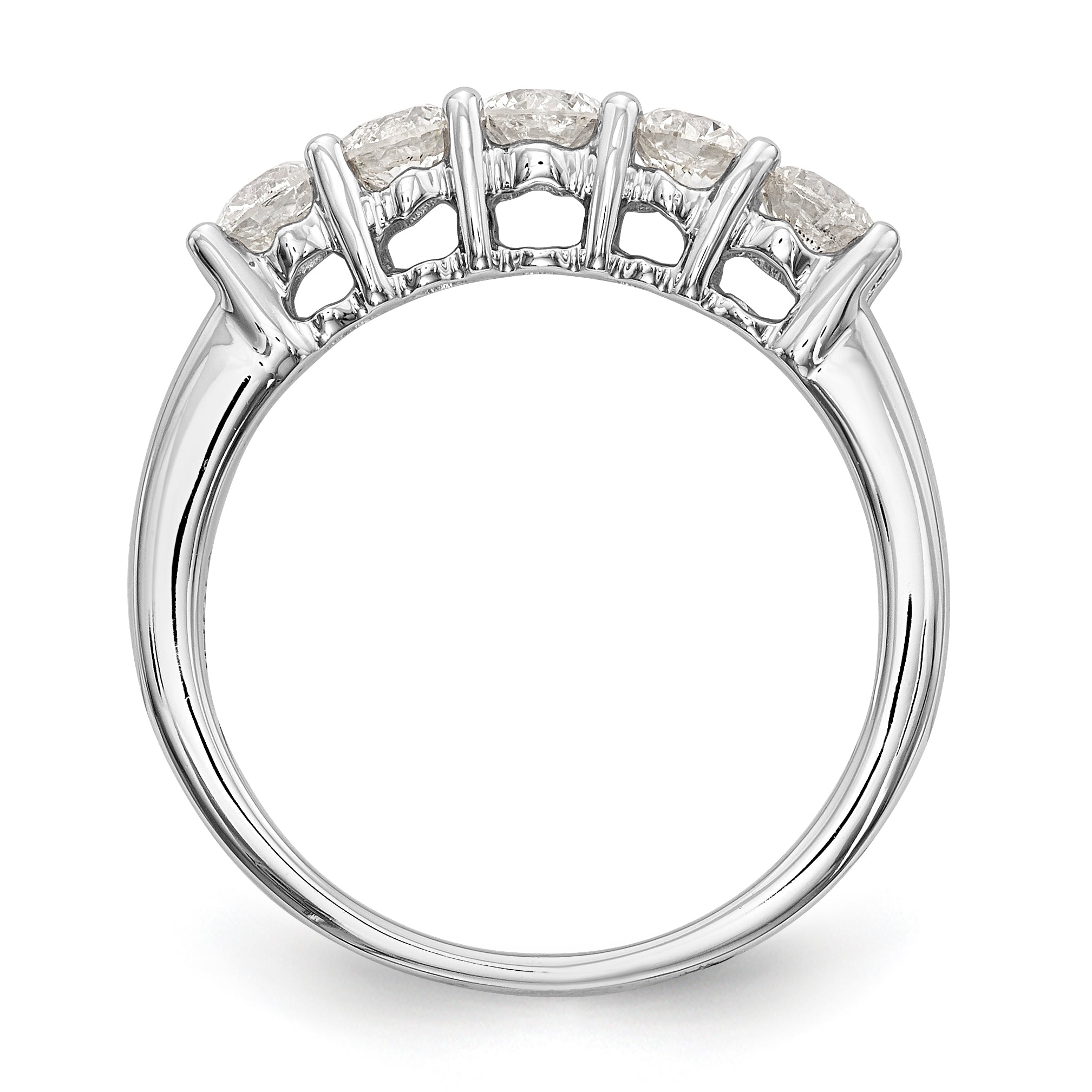 14K White Gold 5-Stone 7/8 carat Diamond Complete Wedding Band - 7