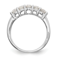 14K White Gold 5-Stone 7/8 carat Diamond Complete Wedding Band - 7