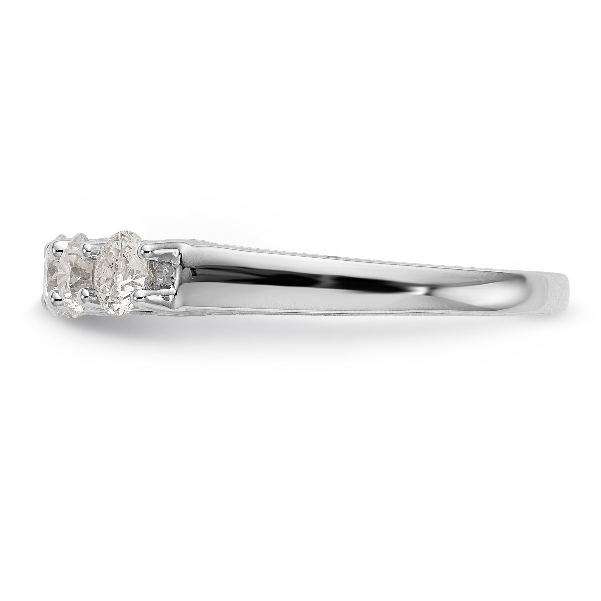 14K White Gold 5-Stone 7/8 carat Diamond Complete Wedding Band - 7