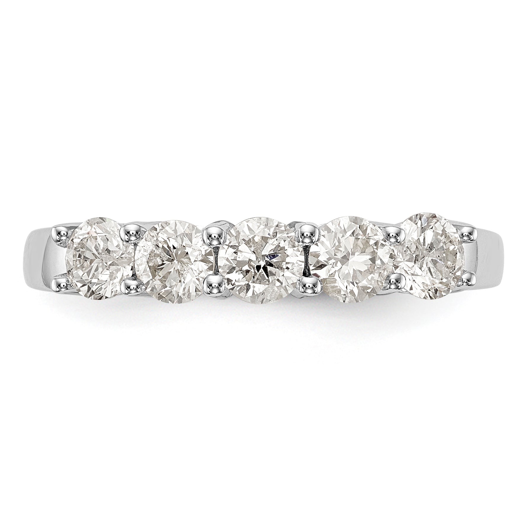 14K White Gold 5-Stone 7/8 carat Diamond Complete Wedding Band - 7