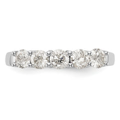 14K White Gold 5-Stone 7/8 carat Diamond Complete Wedding Band - 7