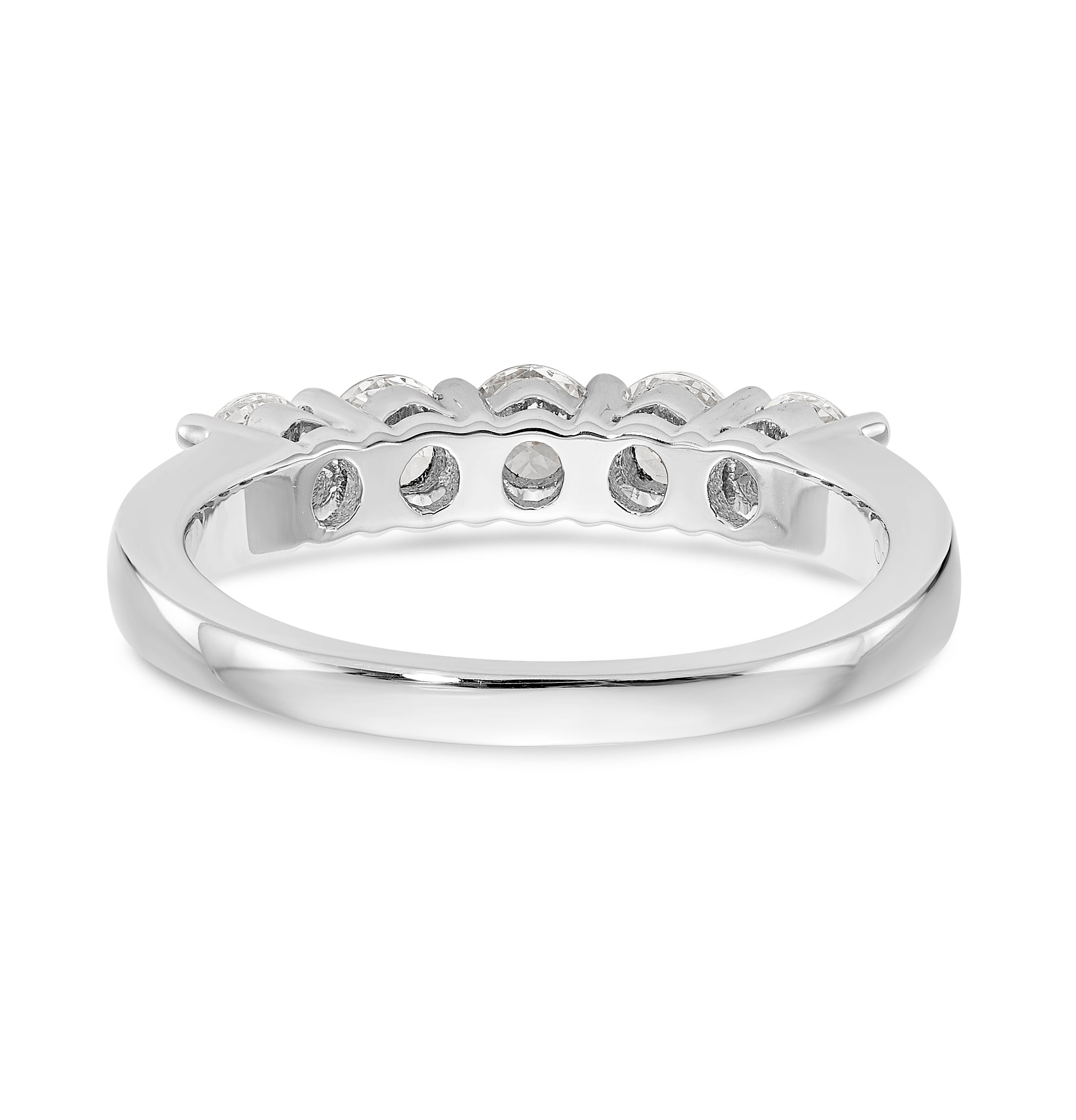 14K White Gold 5-Stone 7/8 carat Diamond Complete Wedding Band - 7