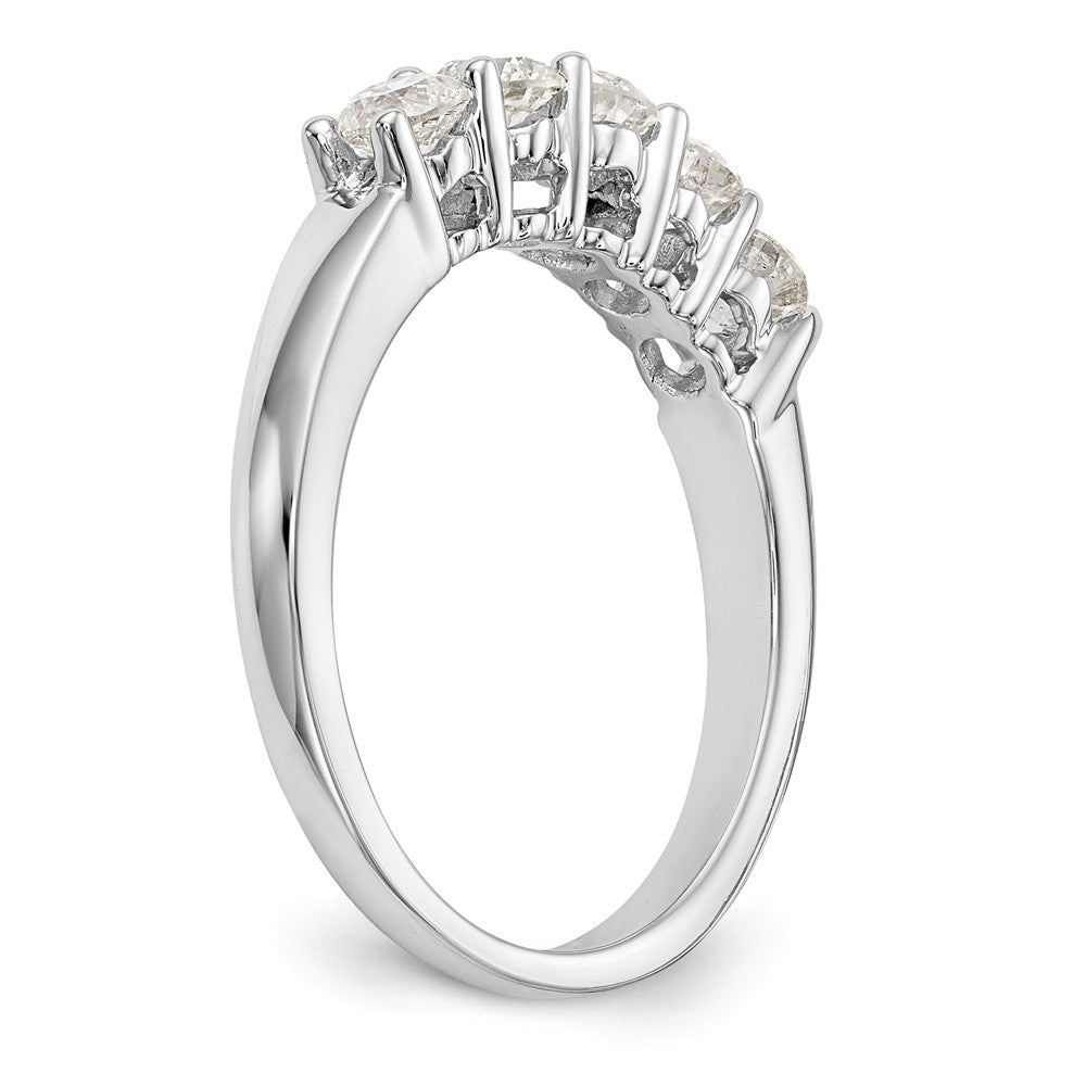 14K White Gold 5-Stone 7/8 carat Diamond Complete Wedding Band - 7