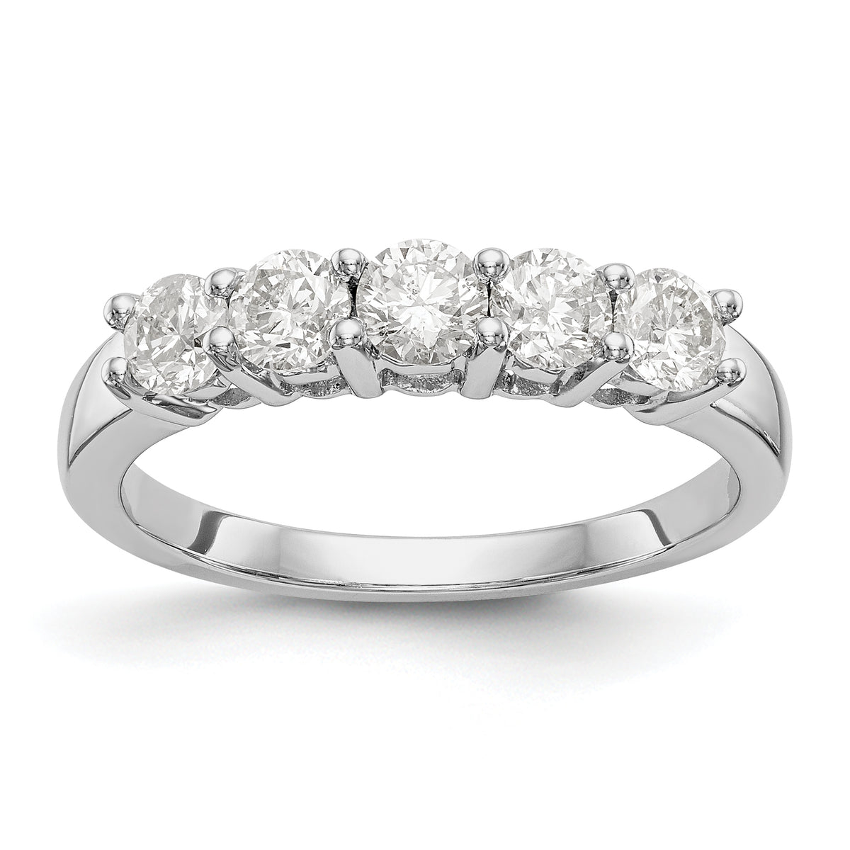 14K White Gold 5-Stone 7/8 carat Diamond Complete Wedding Band - 7