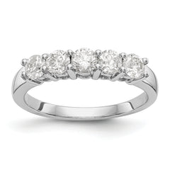 14K White Gold 5-Stone 7/8 carat Diamond Complete Wedding Band - 7