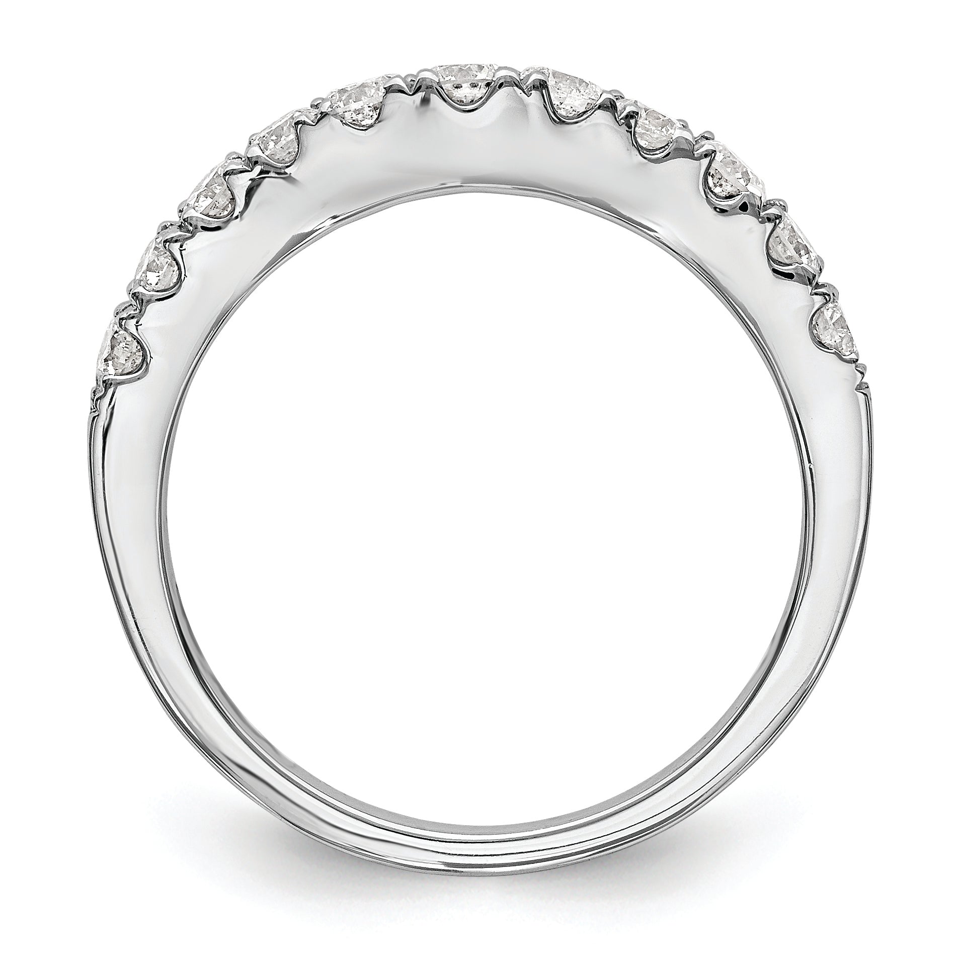 14K White Gold 3/4 carat Diamond Contoured Complete Wedding Band Secondary image