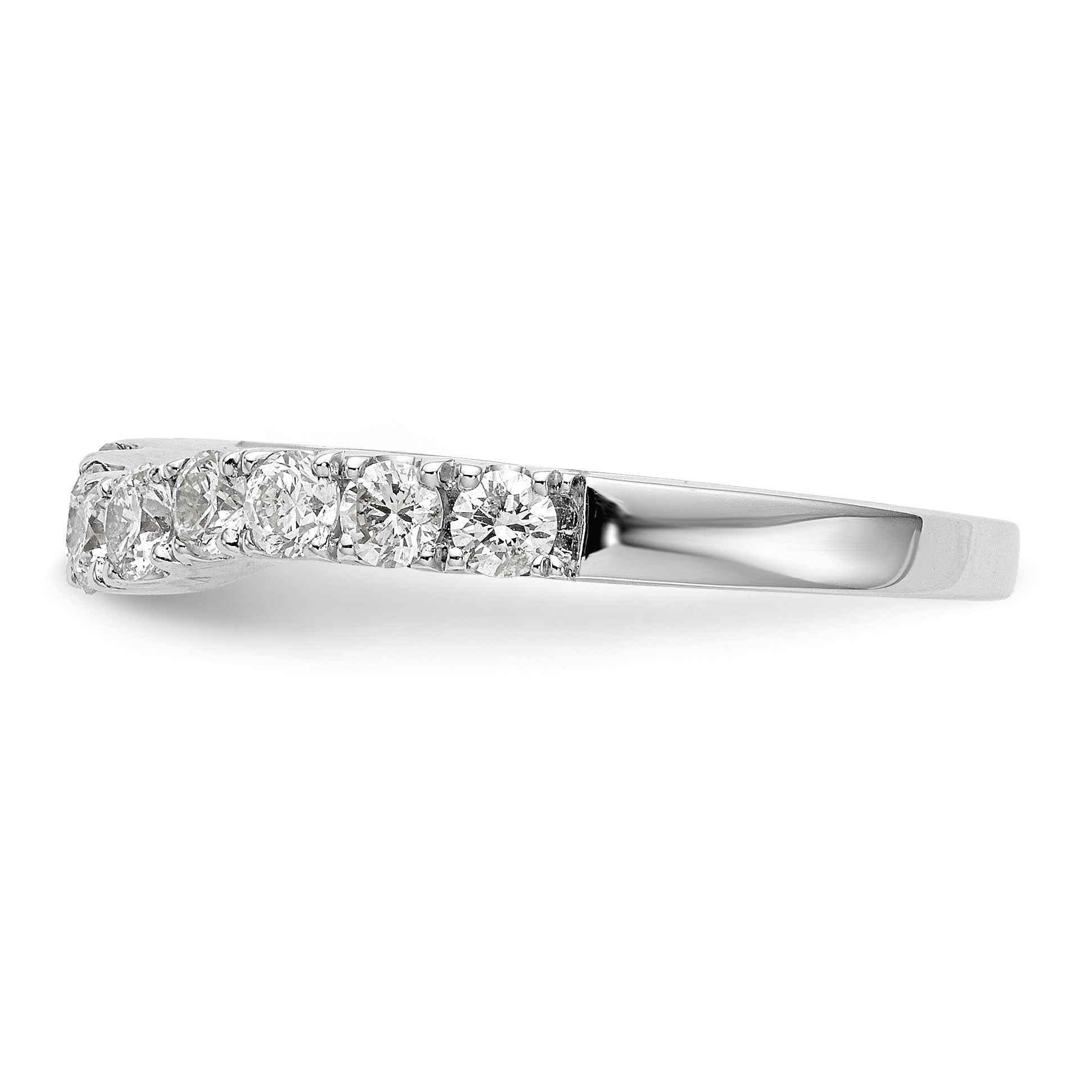 14K White Gold 3/4 carat Diamond Contoured Complete Wedding Band