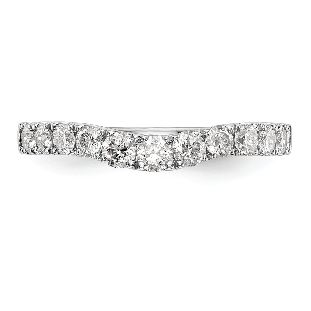 14K White Gold 3/4 carat Diamond Contoured Complete Wedding Band