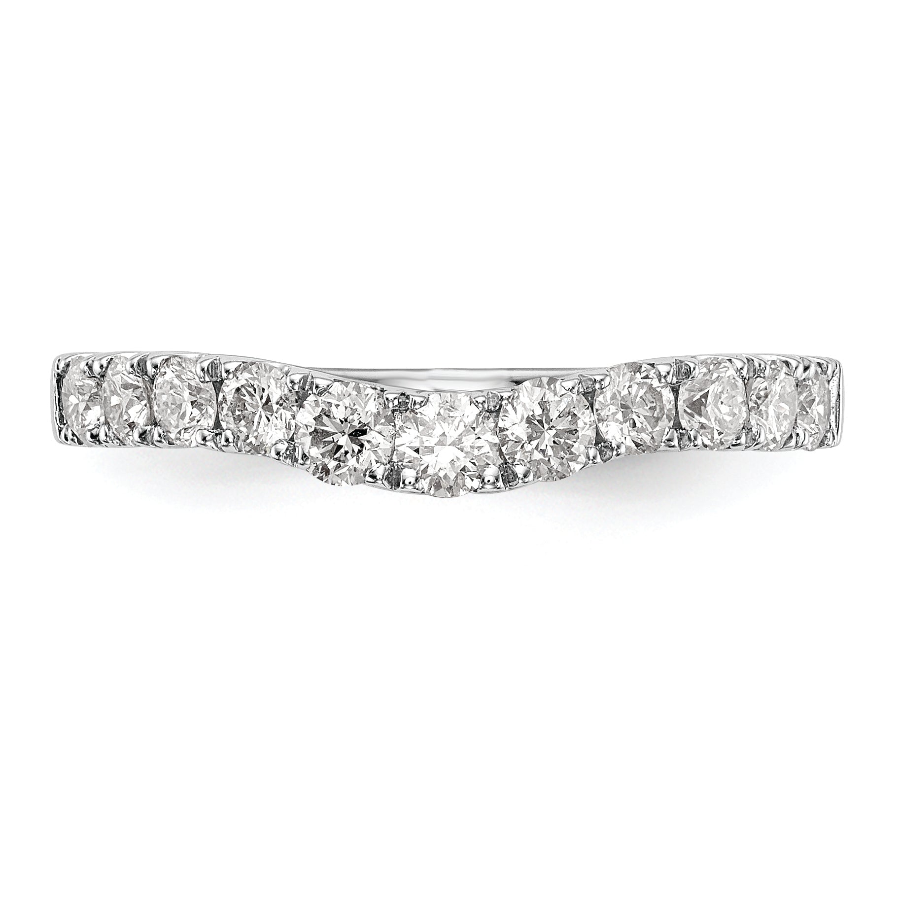 14K White Gold 3/4 carat Diamond Contoured Complete Wedding Band