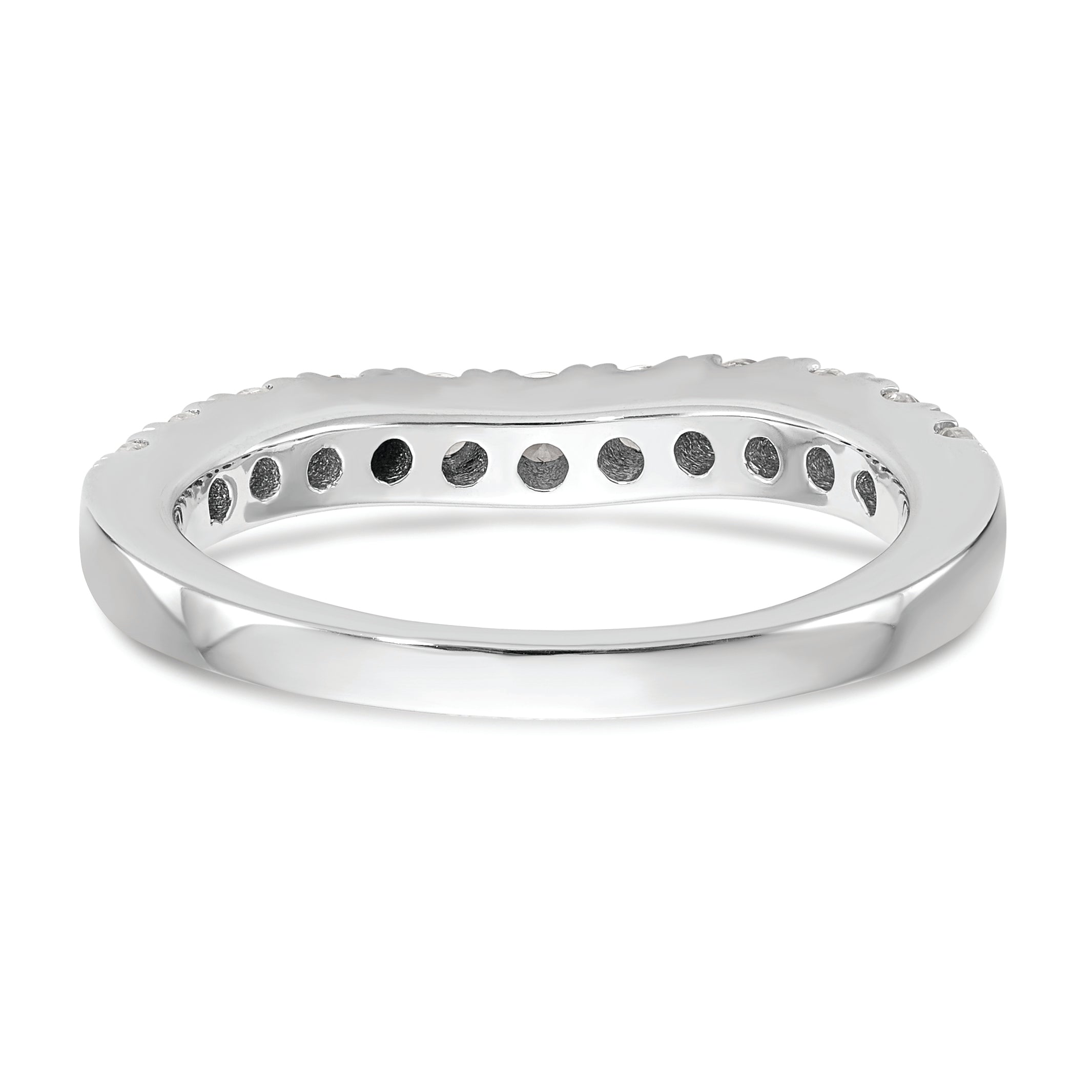 14K White Gold 3/4 carat Diamond Contoured Complete Wedding Band