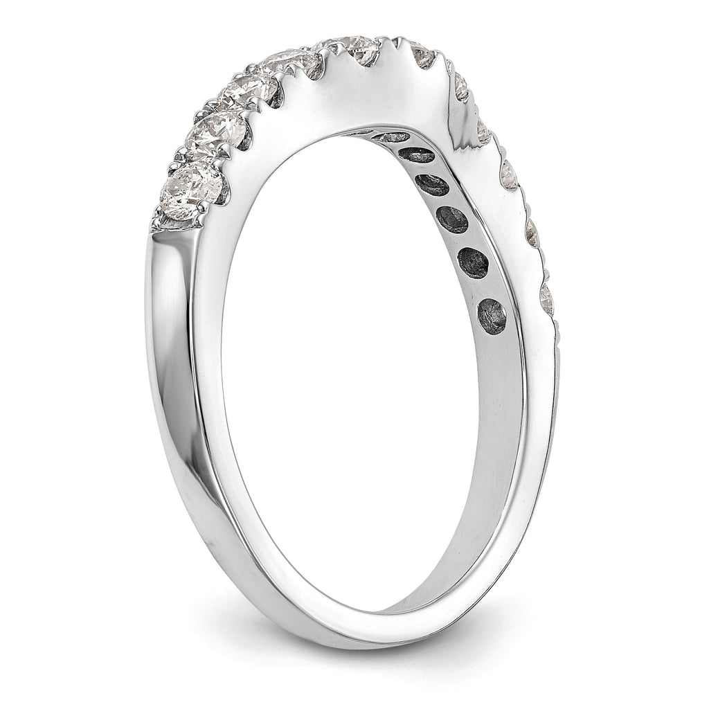 14K White Gold 3/4 carat Diamond Contoured Complete Wedding Band