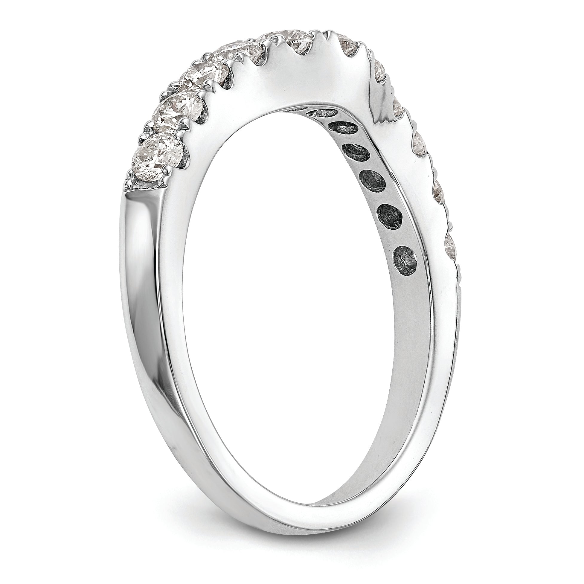 14K White Gold 3/4 carat Diamond Contoured Complete Wedding Band