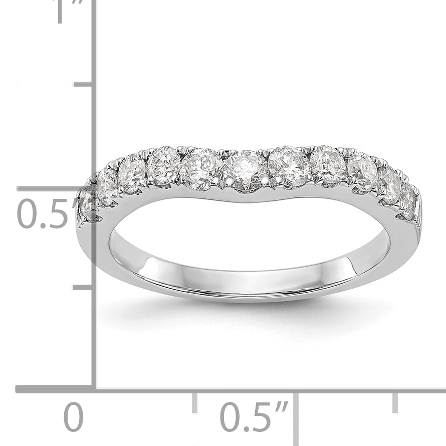 14K White Gold 3/4 carat Diamond Contoured Complete Wedding Band