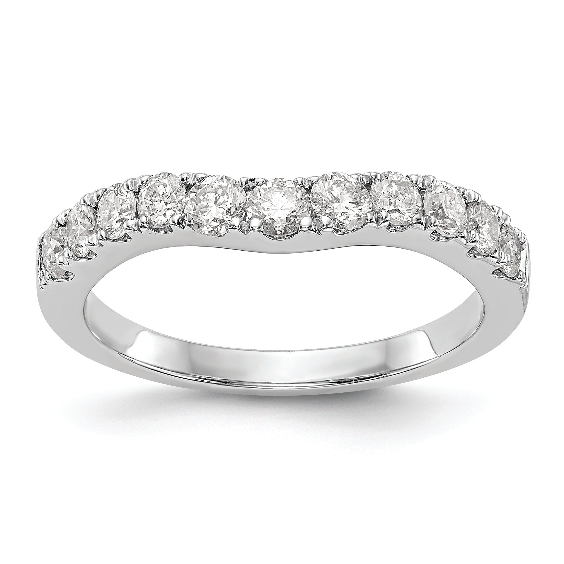 14K White Gold 3/4 carat Diamond Contoured Complete Wedding Band Main image
