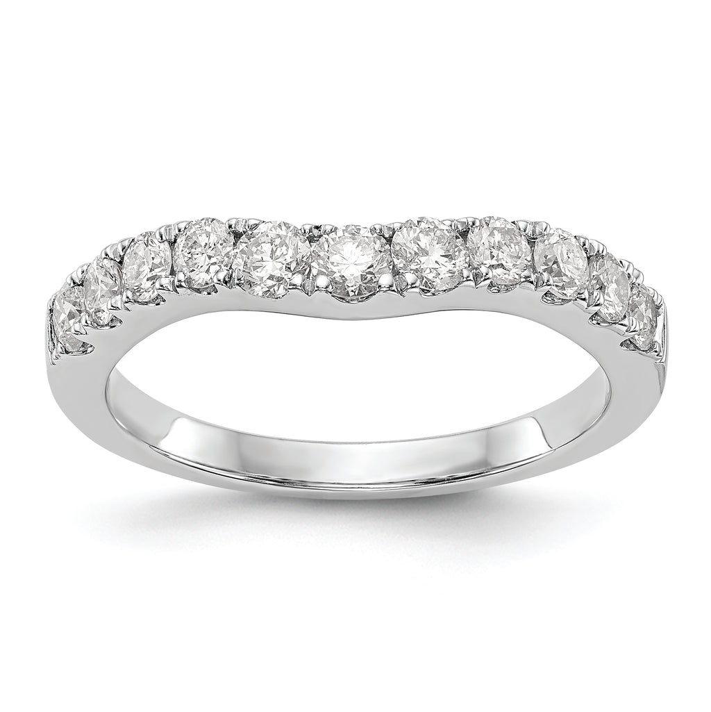14K White Gold 3/4 carat Diamond Contoured Complete Wedding Band