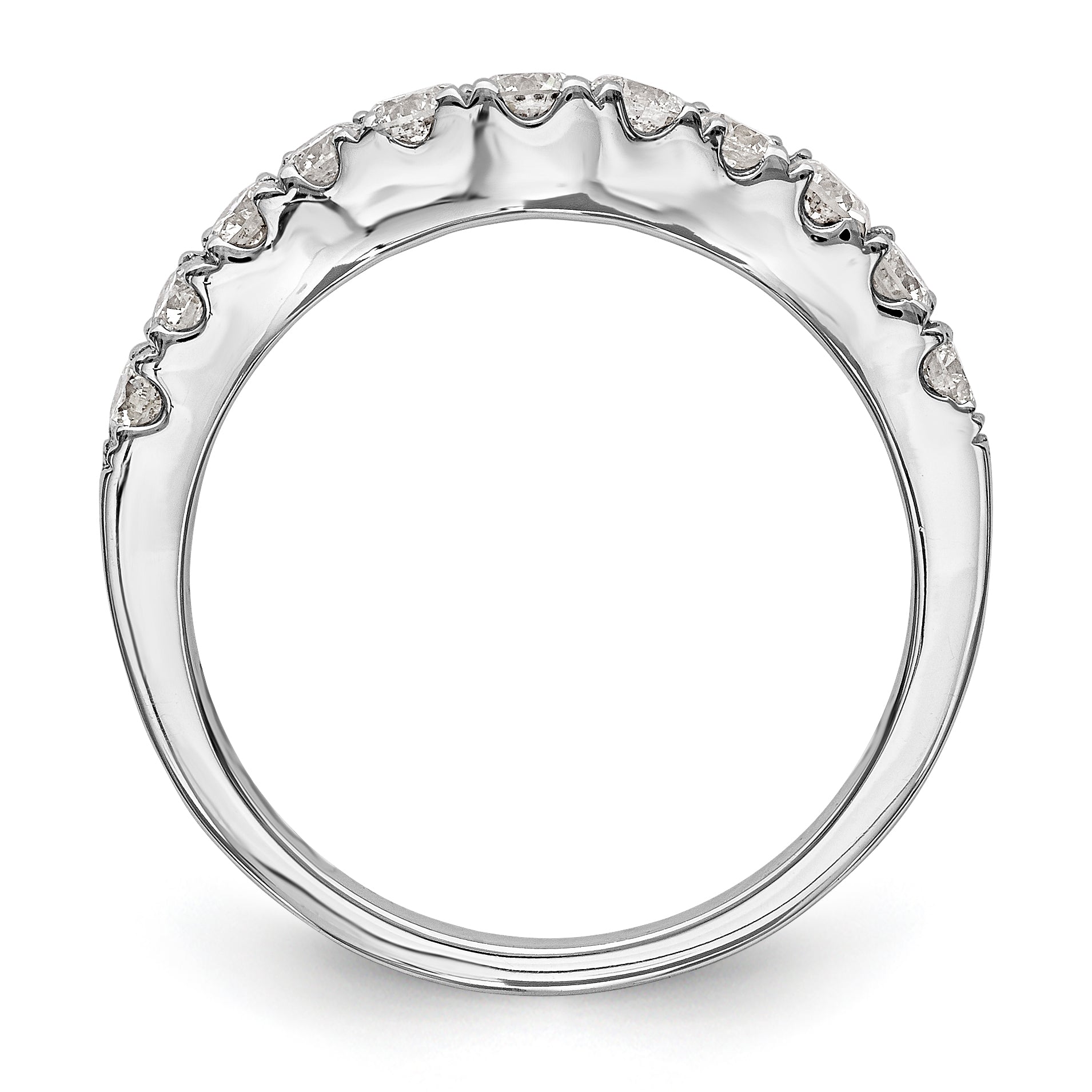 14K White Gold 3/4 carat Diamond Contoured Complete Wedding Band - 7