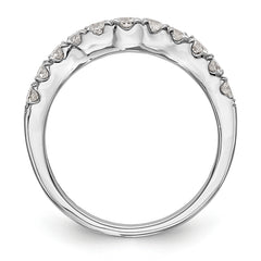 14K White Gold 3/4 carat Diamond Contoured Complete Wedding Band - 7