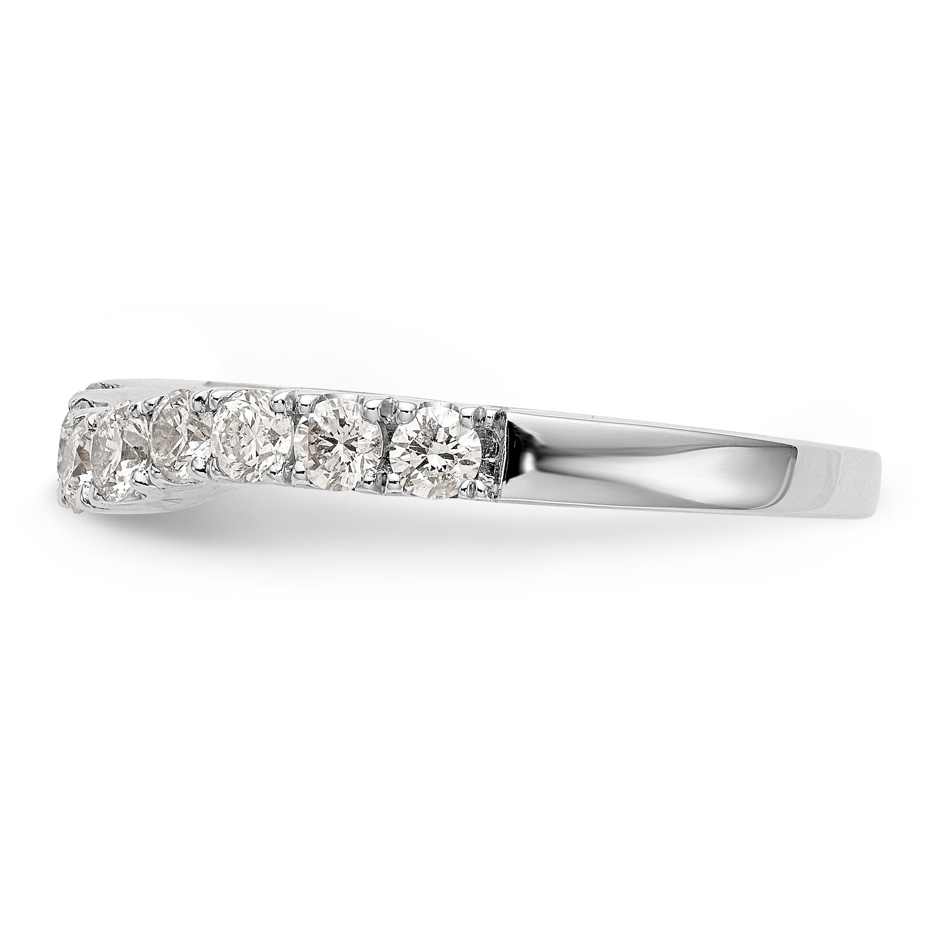 14K White Gold 3/4 carat Diamond Contoured Complete Wedding Band - 7