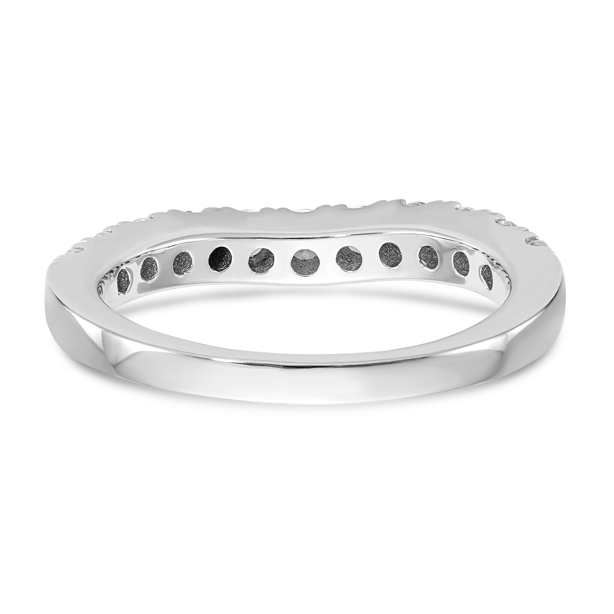 14K White Gold 3/4 carat Diamond Contoured Complete Wedding Band - 7