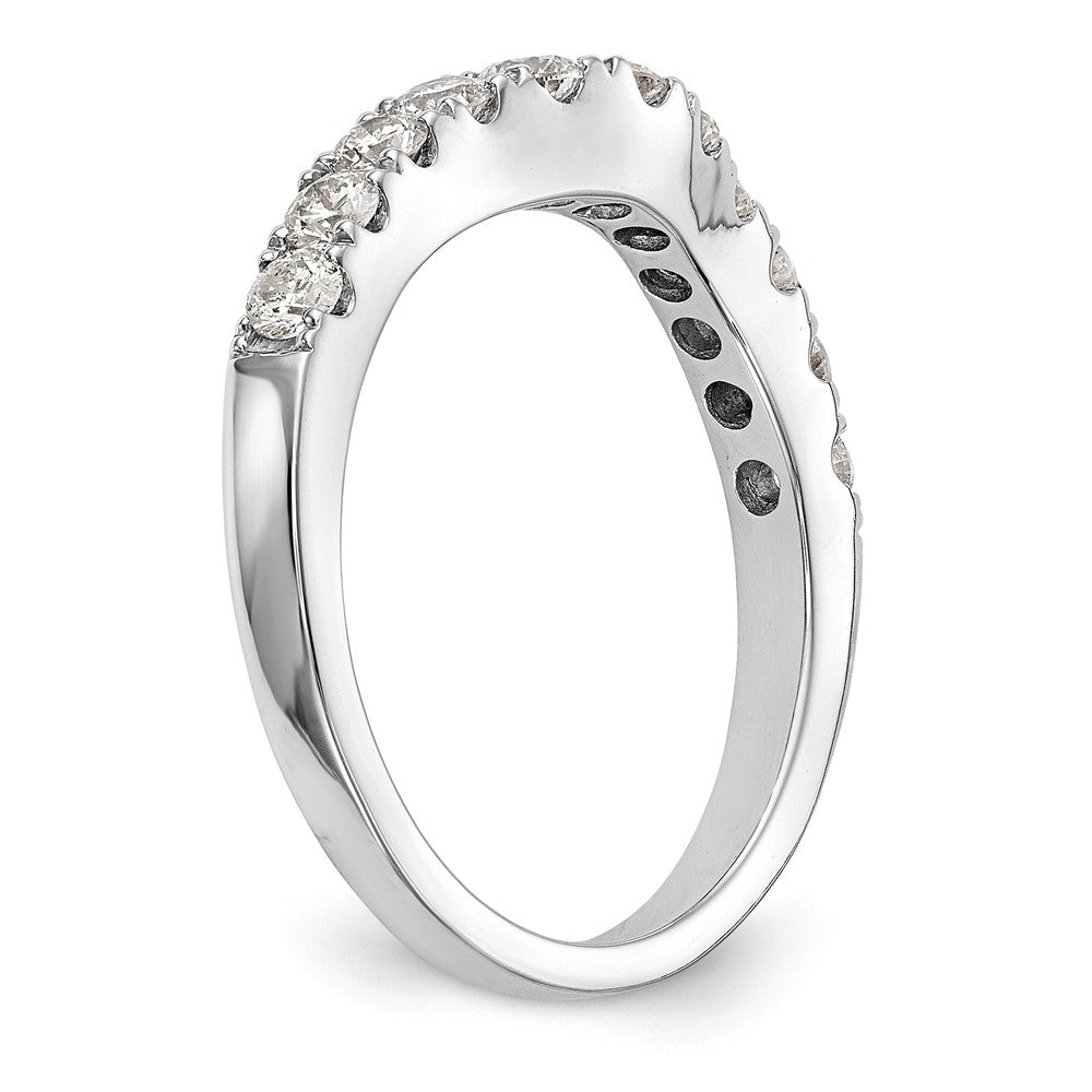 14K White Gold 3/4 carat Diamond Contoured Complete Wedding Band - 7