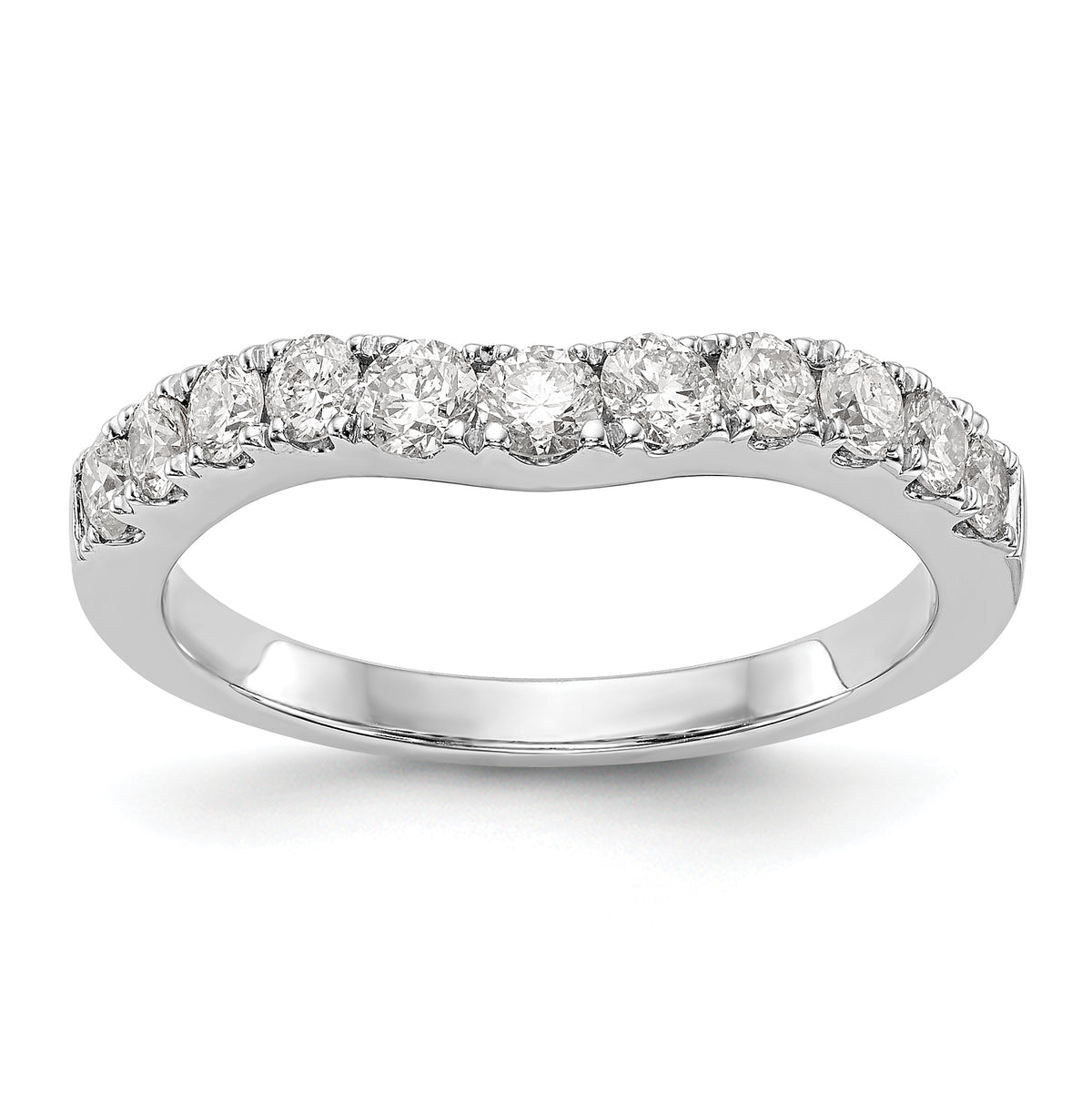 14K White Gold 3/4 carat Diamond Contoured Complete Wedding Band - 7