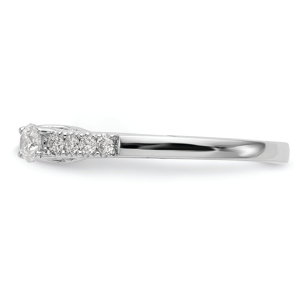 14K White Gold 3-Stone Plus Peg Set Center Diamond Semi-mount Engagement Ring