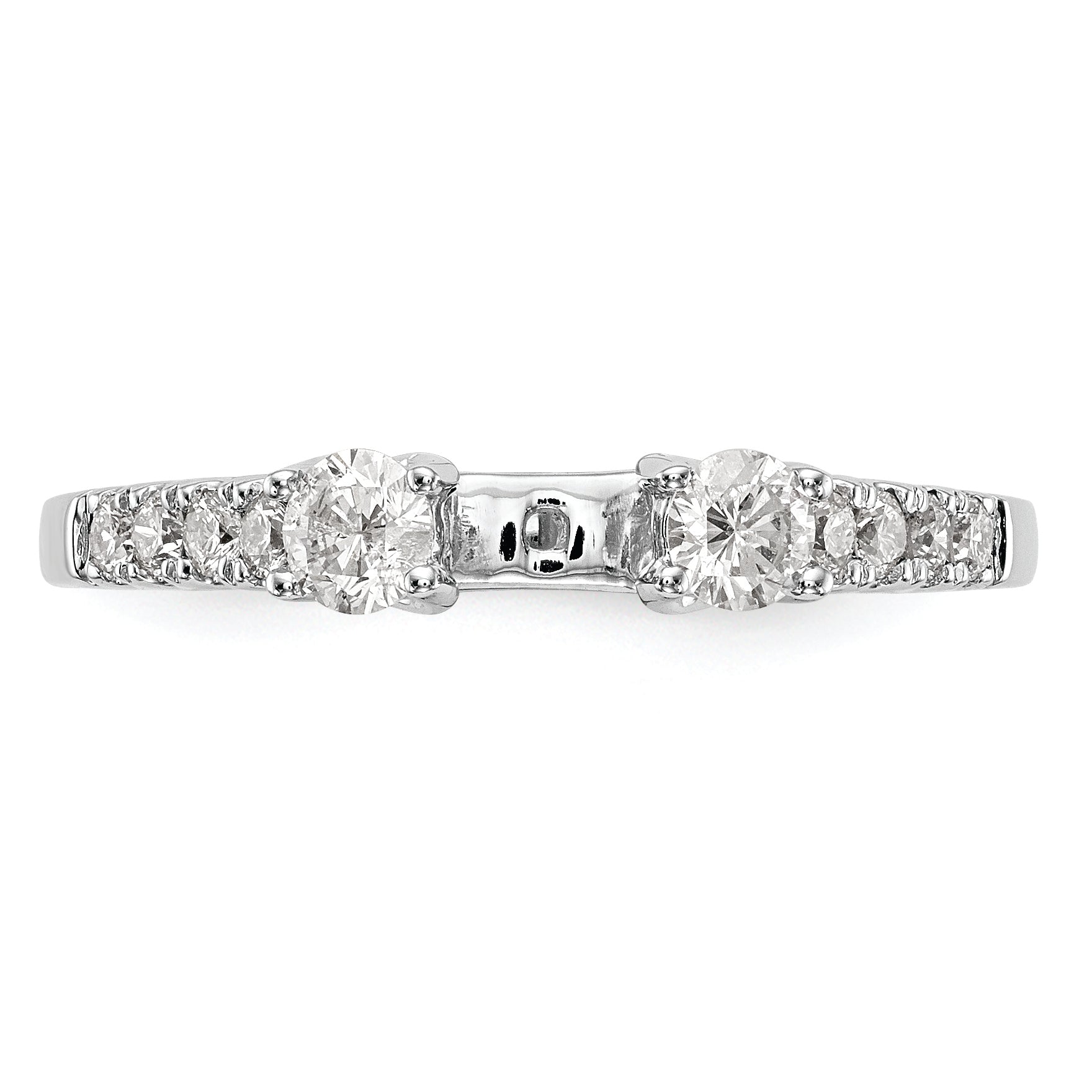 14K White Gold 3-Stone Plus Peg Set Center Diamond Semi-mount Engagement Ring