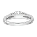 14K White Gold 3-Stone Plus Peg Set Center Diamond Semi-mount Engagement Ring