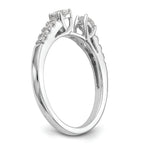 14K White Gold 3-Stone Plus Peg Set Center Diamond Semi-mount Engagement Ring