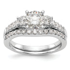 14K White Gold 3-Stone Plus Peg Set Center Diamond Semi-mount Engagement Ring