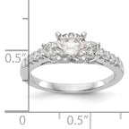 14K White Gold 3-Stone Plus Peg Set Center Diamond Semi-mount Engagement Ring