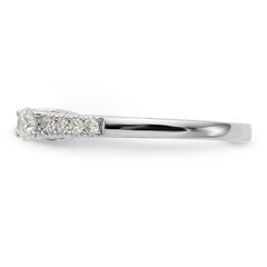 14K White Gold 3-Stone Plus Peg Set Center Diamond Semi-mount Engagement Ring - 7