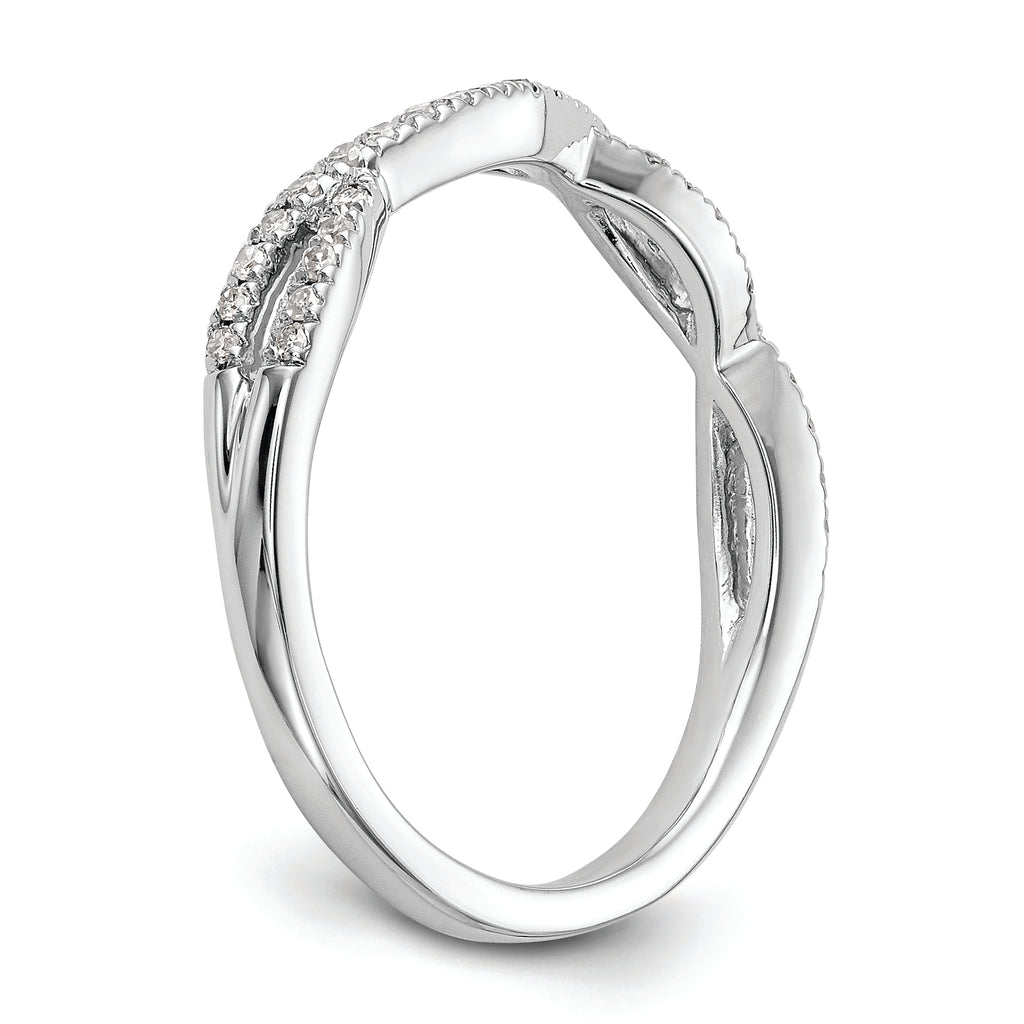 14K White Gold 1/4 carat Twist Diamond Complete Wedding Band