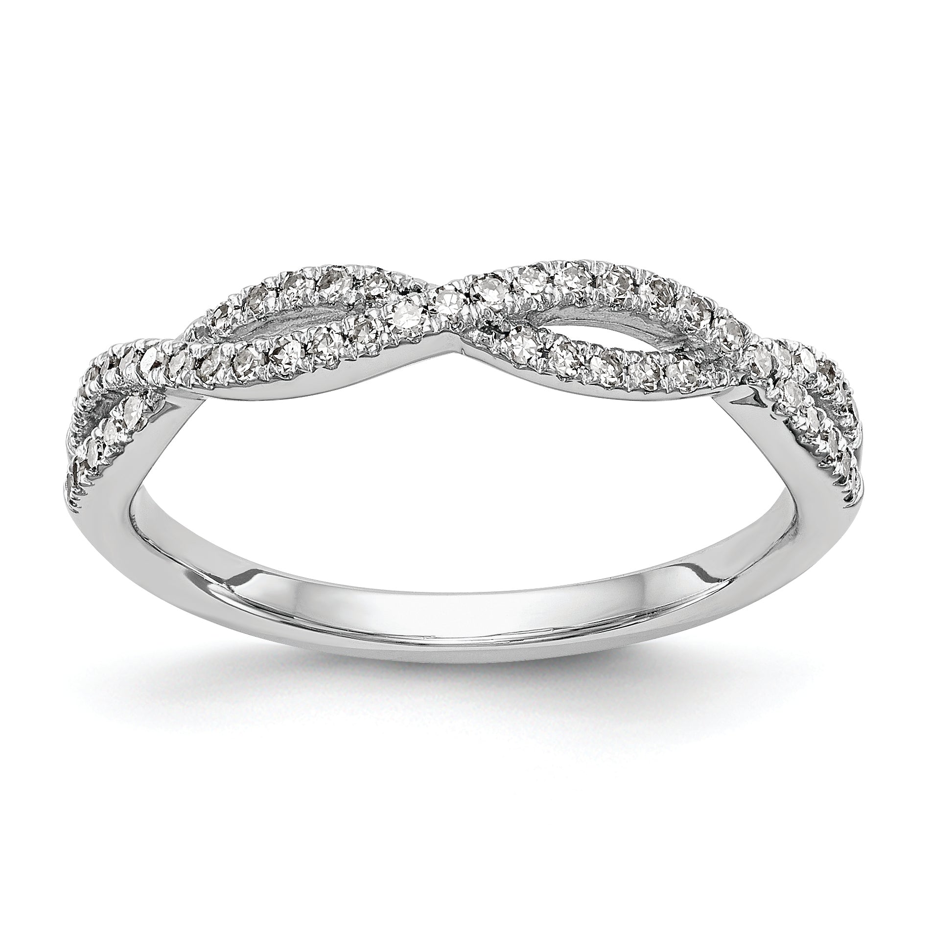 14K White Gold 1/4 carat Twist Diamond Complete Wedding Band Main image