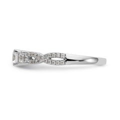 14K White Gold 3-Stone Plus (Holds 4.5mm Round Center) Diamond Semi-Mount Engagement Ring - 7