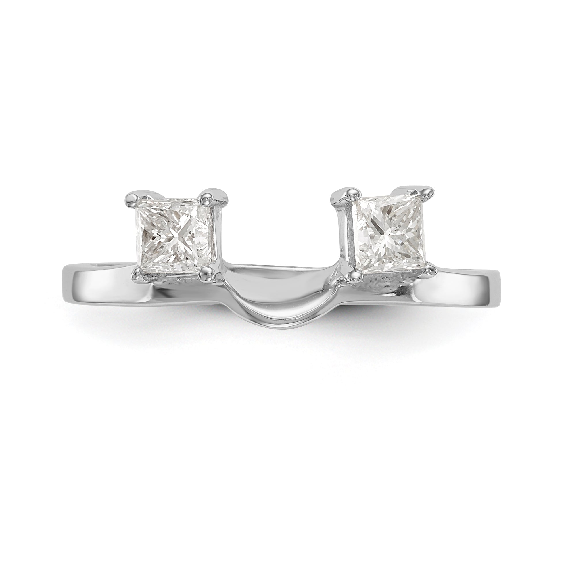 14K White Gold 1/2 carat Princess Diamond Complete Wrap Ring - 7