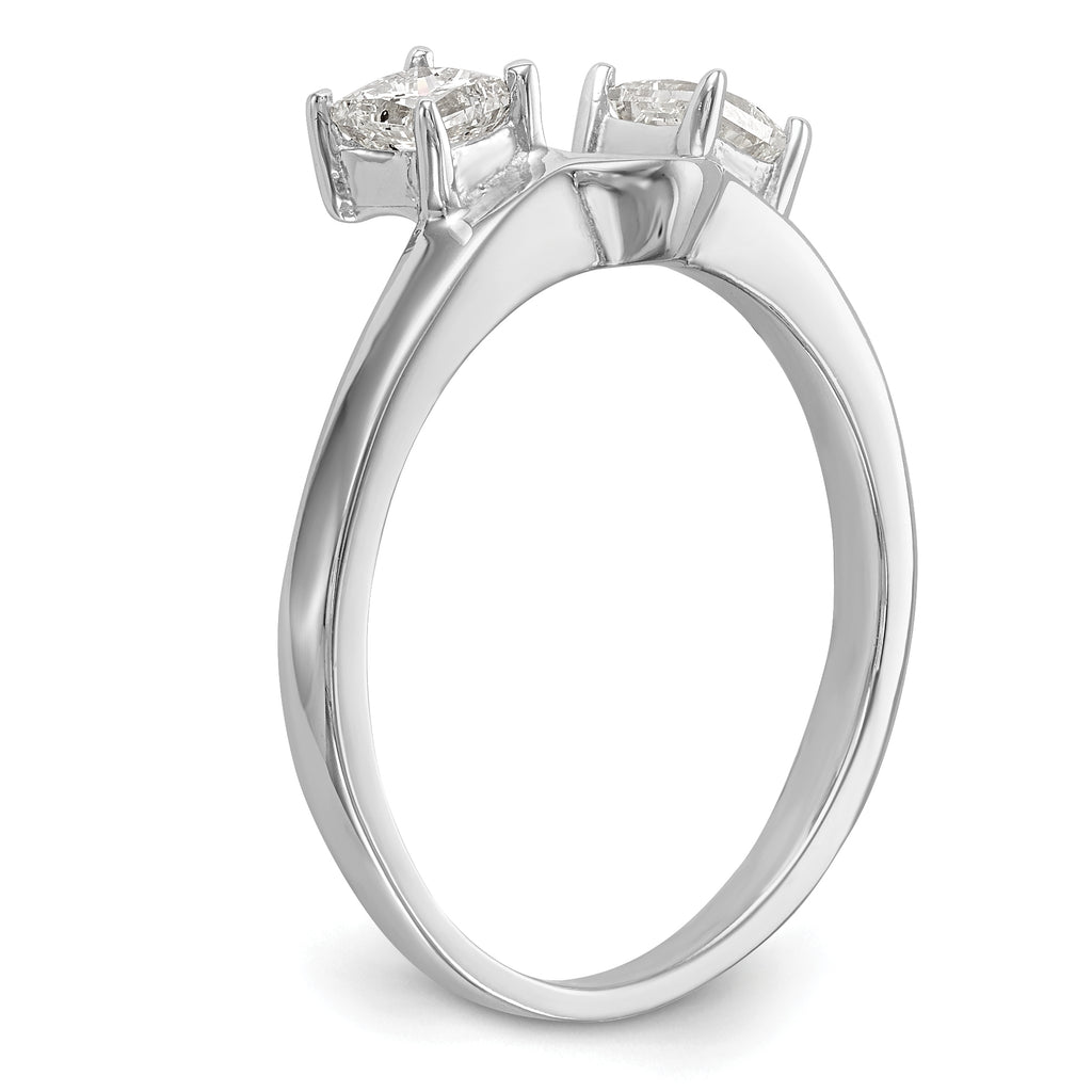 14K White Gold 1/2 carat Princess Diamond Complete Wrap Ring