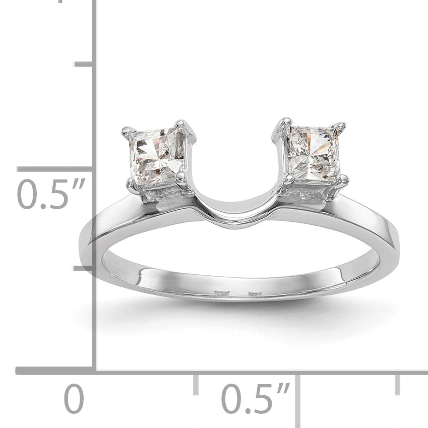 14K White Gold 1/2 carat Princess Diamond Complete Wrap Ring