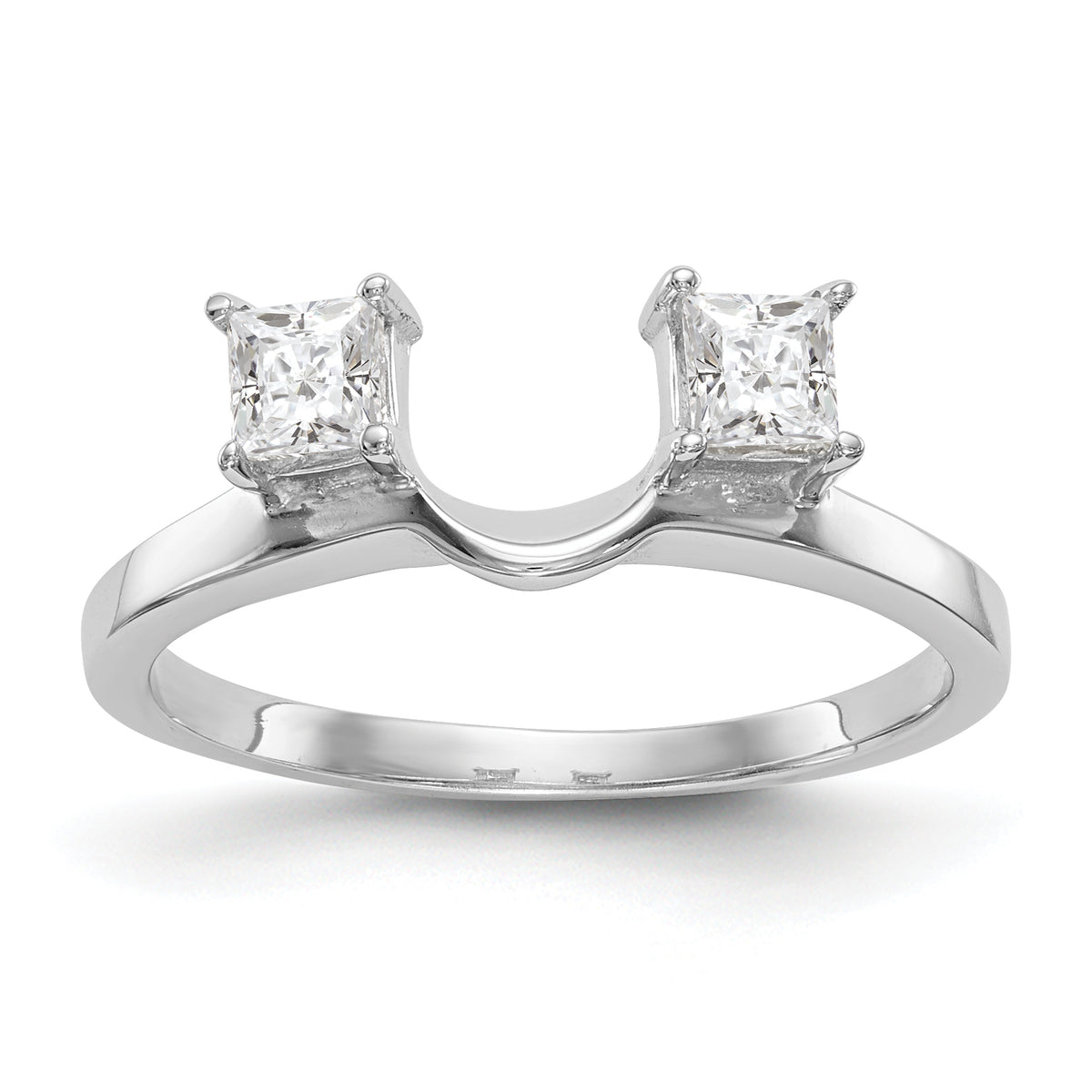 14K White Gold 1/2 carat Princess Diamond Complete Wrap Ring - 7