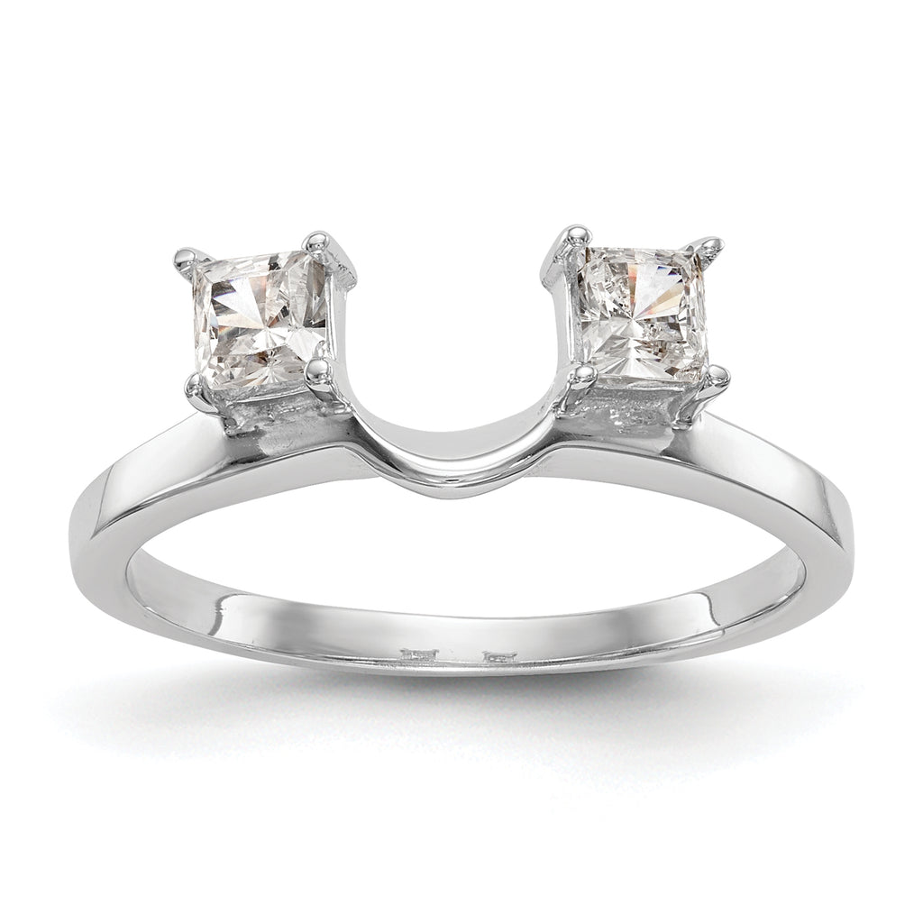14K White Gold 1/2 carat Princess Diamond Complete Wrap Ring